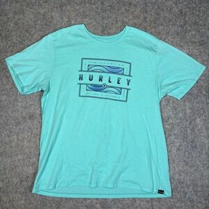 Hurley Graphic T-Shirt Mens XXL Turquoise Blue Everyday Washed Wave Logo Tee